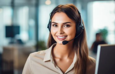 AI receptionist assisting customers with automated voice and CRM systems