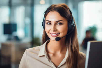 AI receptionist assisting customers with automated voice and CRM systems