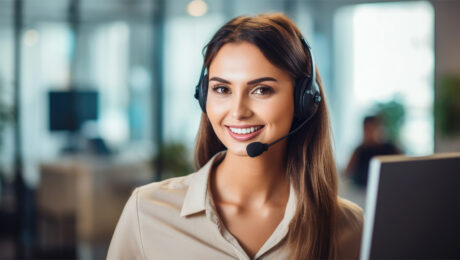 AI Voice Receptionist for Business Automation AI receptionist assisting customers with automated voice and CRM systems